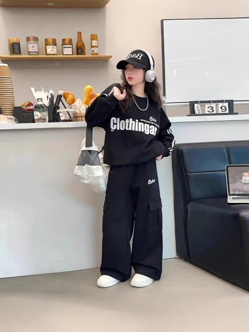 Girls’ Striped Sweatshirt & Pants Set