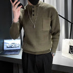 MEN’S THICK KNIT SWEATER– HIGH NECK SLIM FIT PULLOVER