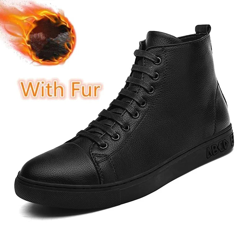 Men’s Genuine Leather High-Top Sneakers