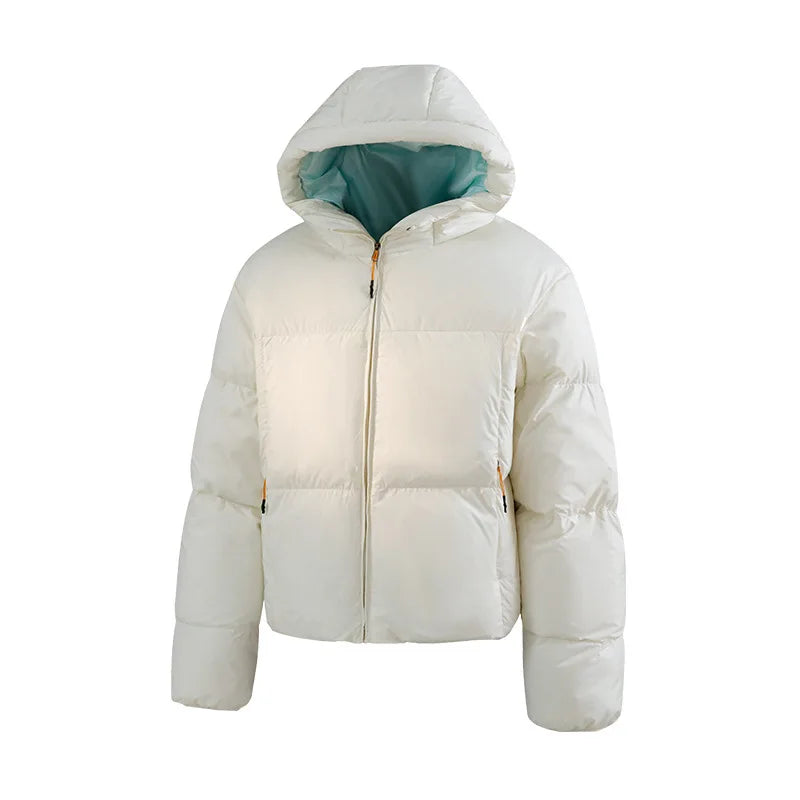 2025 Contrast Color Hooded Winter Down Coat  Men’s Warm Outerwear