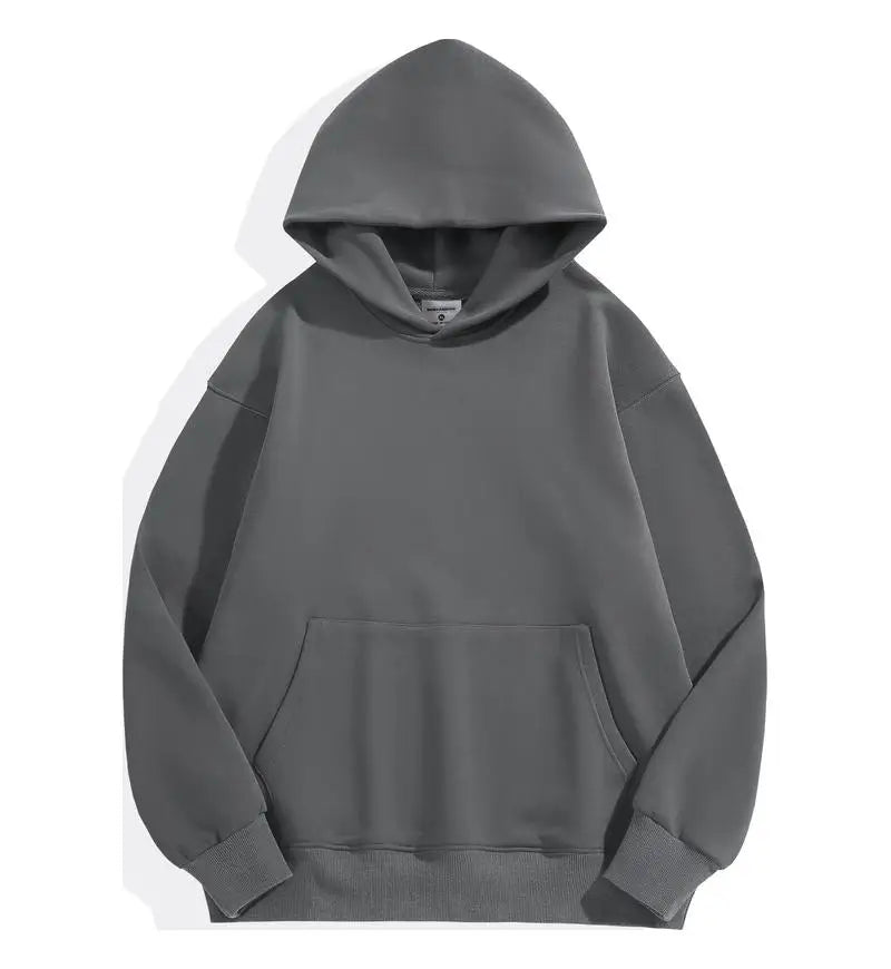Winter Casual Thick Cotton Men's Top Solid Colour Hoodies Sweatshirt