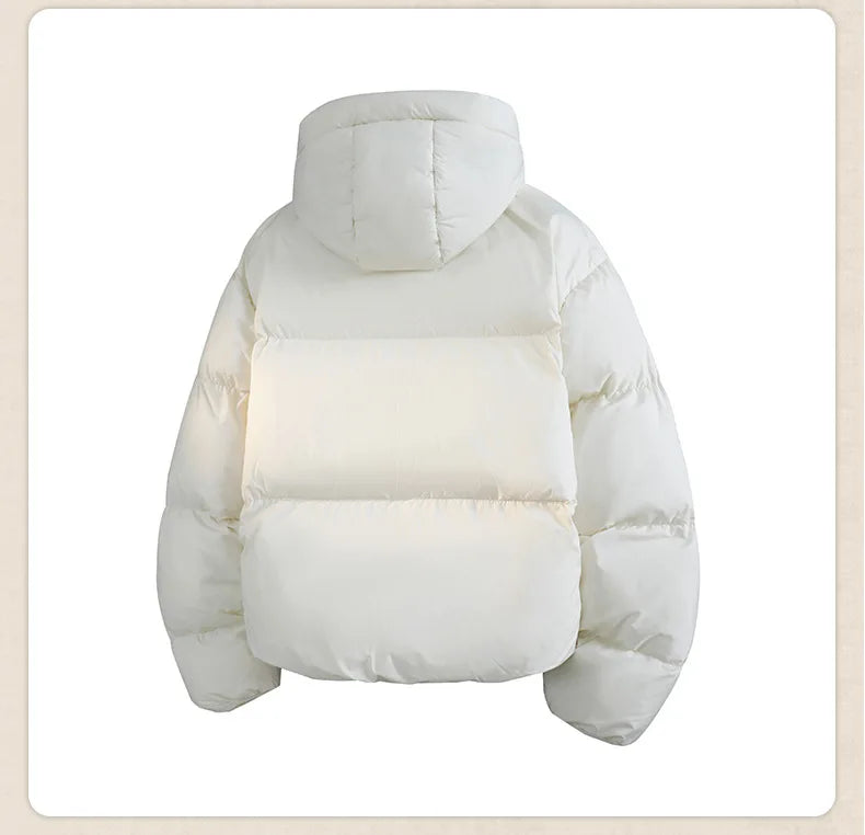 2025 Contrast Color Hooded Winter Down Coat  Men’s Warm Outerwear