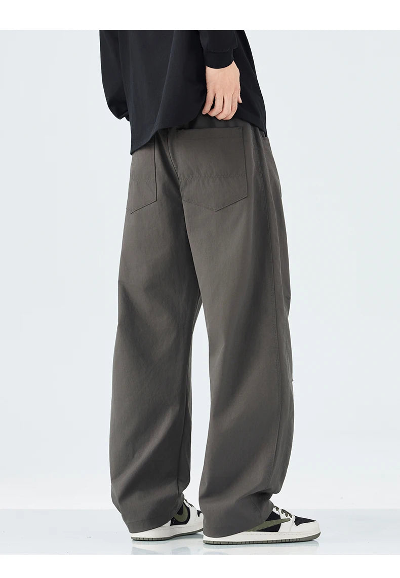 Pants for Men Clothing Zipper Solid Color Big Pockets Trousers LX5049