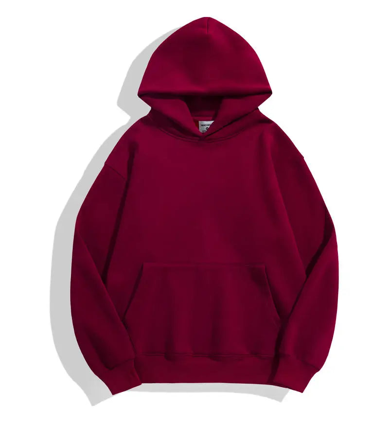 Winter Casual Thick Cotton Men's Top Solid Colour Hoodies Sweatshirt