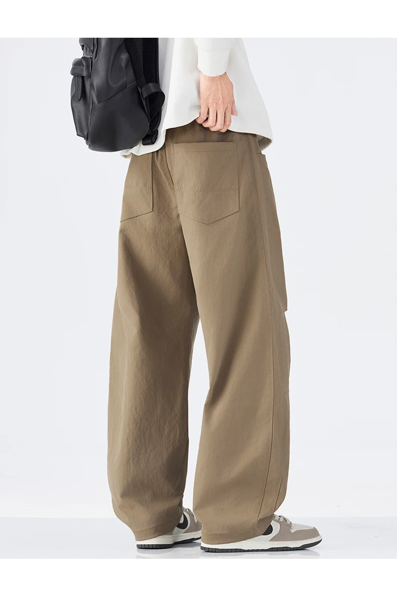 Pants for Men Clothing Zipper Solid Color Big Pockets Trousers LX5049