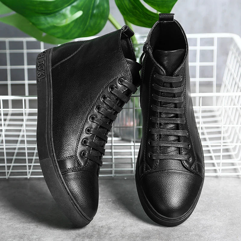 Men’s Genuine Leather High-Top Sneakers