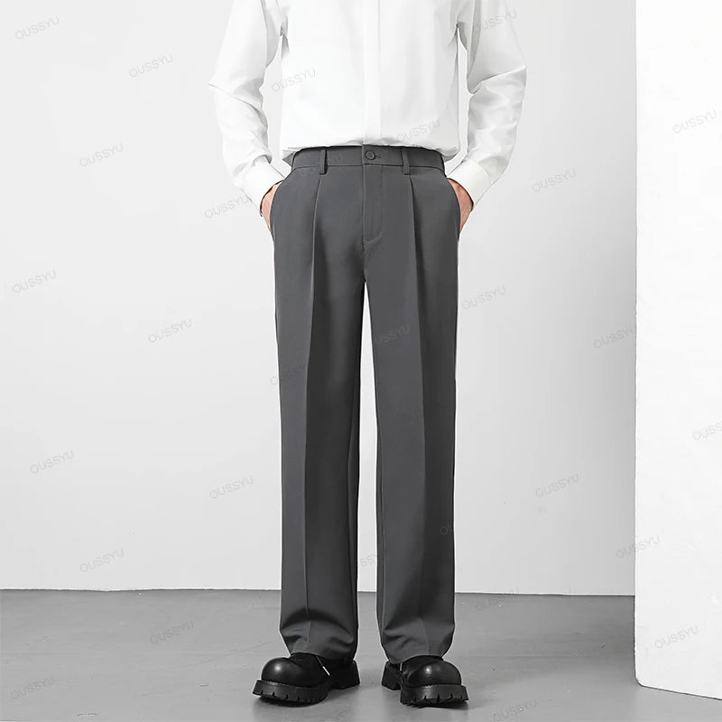 Pants Men Business Elastic Waist Korean Style