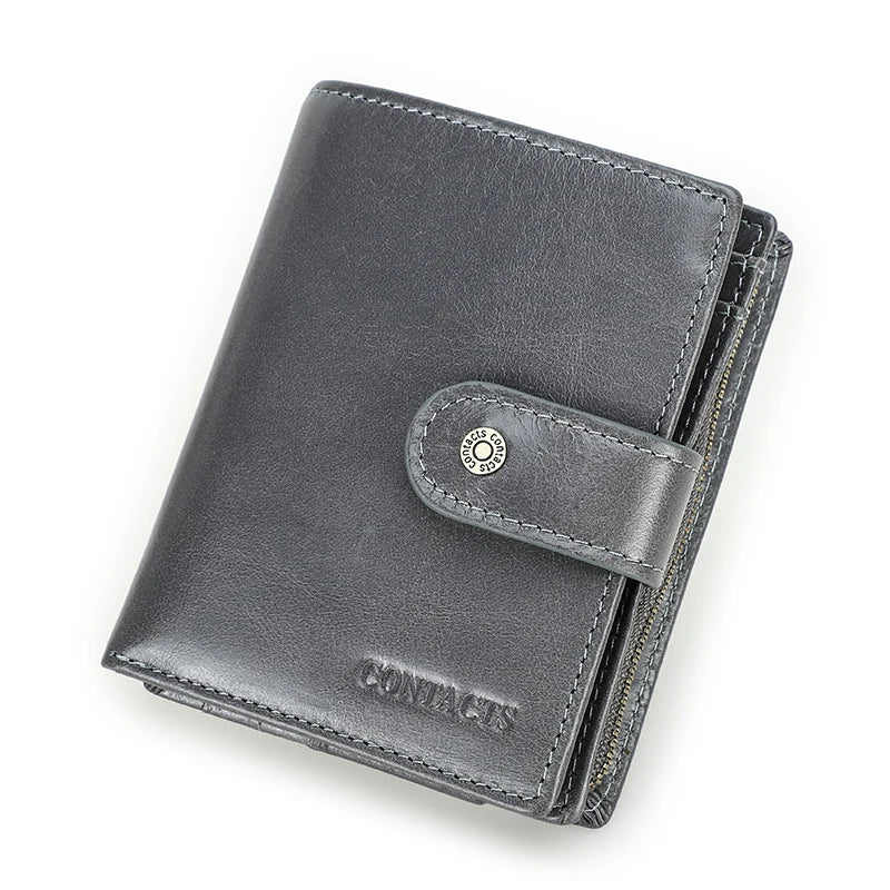 CONTACT'S   Genuine Leather RFID Vintage Wallet Men With Coin Pocket