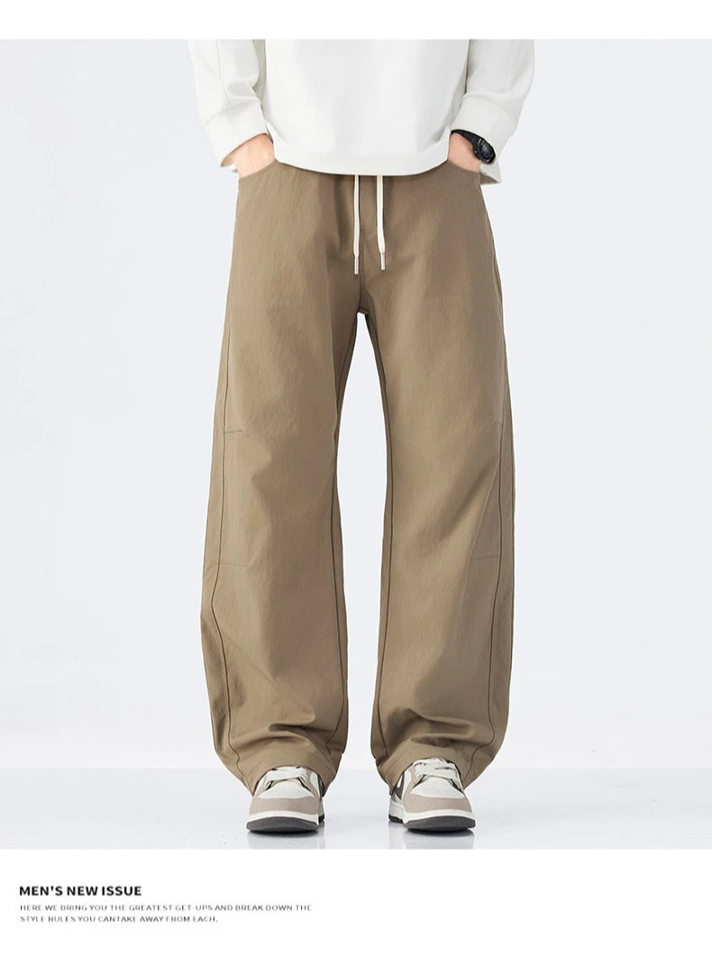 Pants for Men Clothing Zipper Solid Color Big Pockets Trousers LX5049