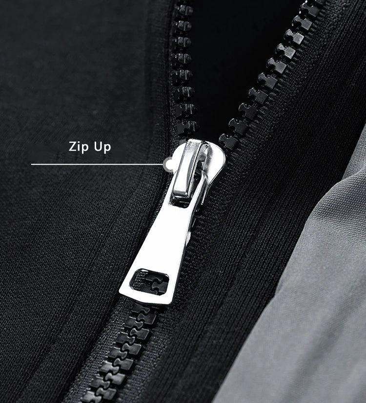 Men’s Patchwork Zip-Up Hoodie