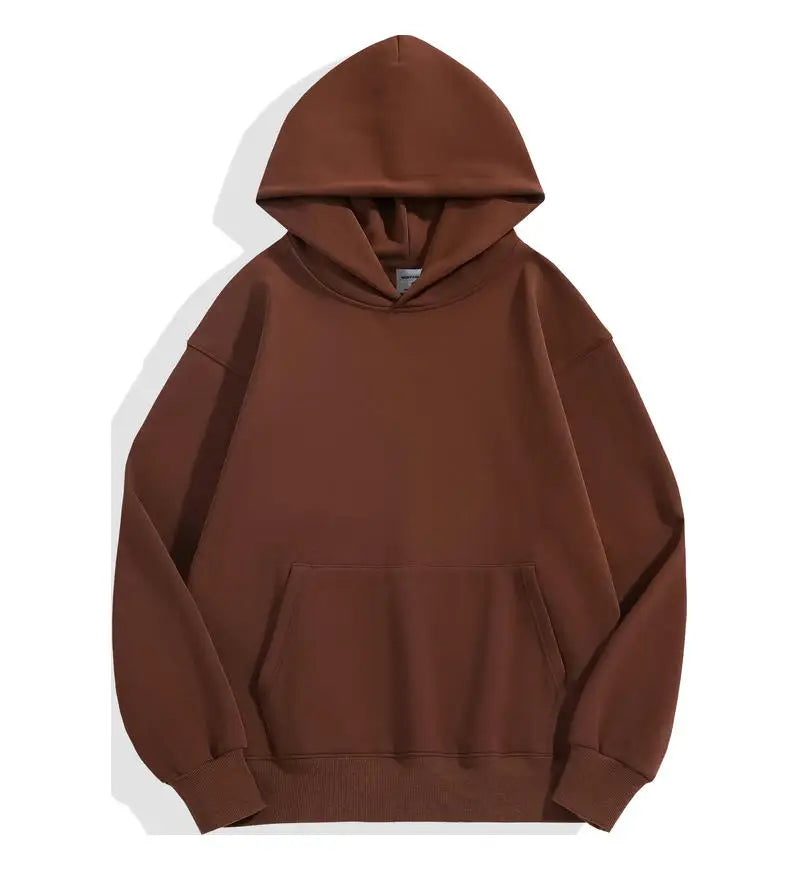 Winter Casual Thick Cotton Men's Top Solid Colour Hoodies Sweatshirt