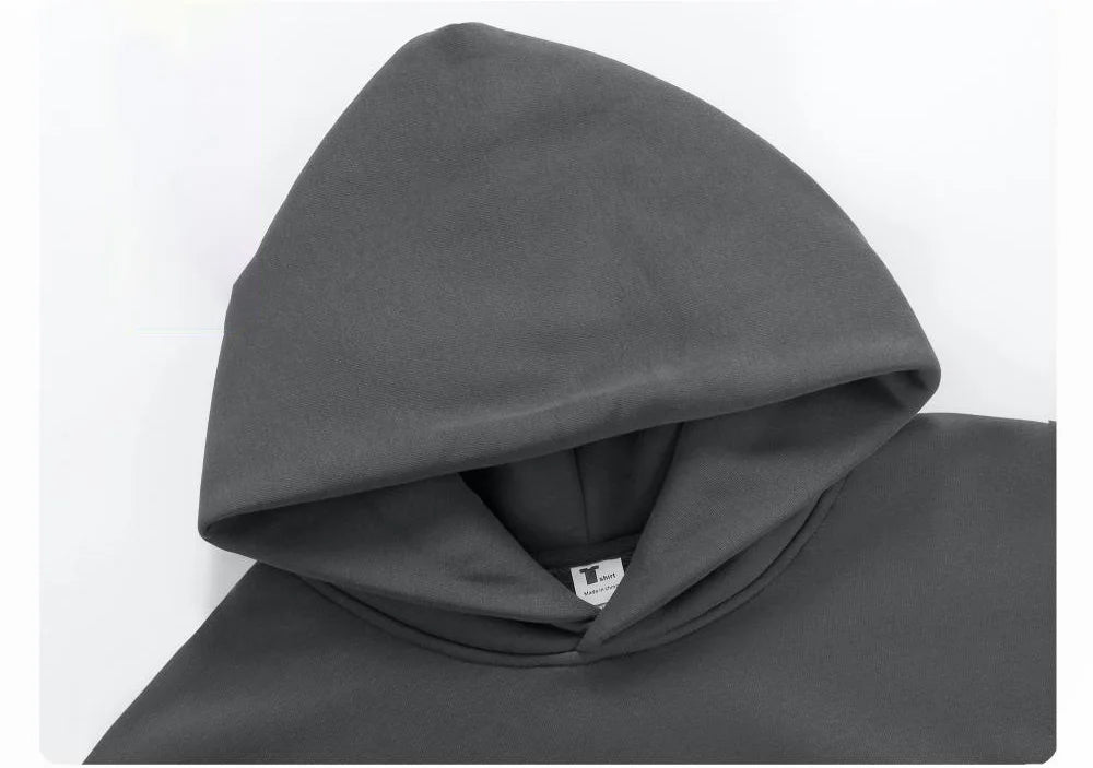 Winter Casual Thick Cotton Men's Top Solid Colour Hoodies Sweatshirt