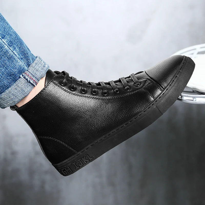 Men’s Genuine Leather High-Top Sneakers