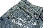 MEN’S GRAFFITI RIPPED DENIM SORTS