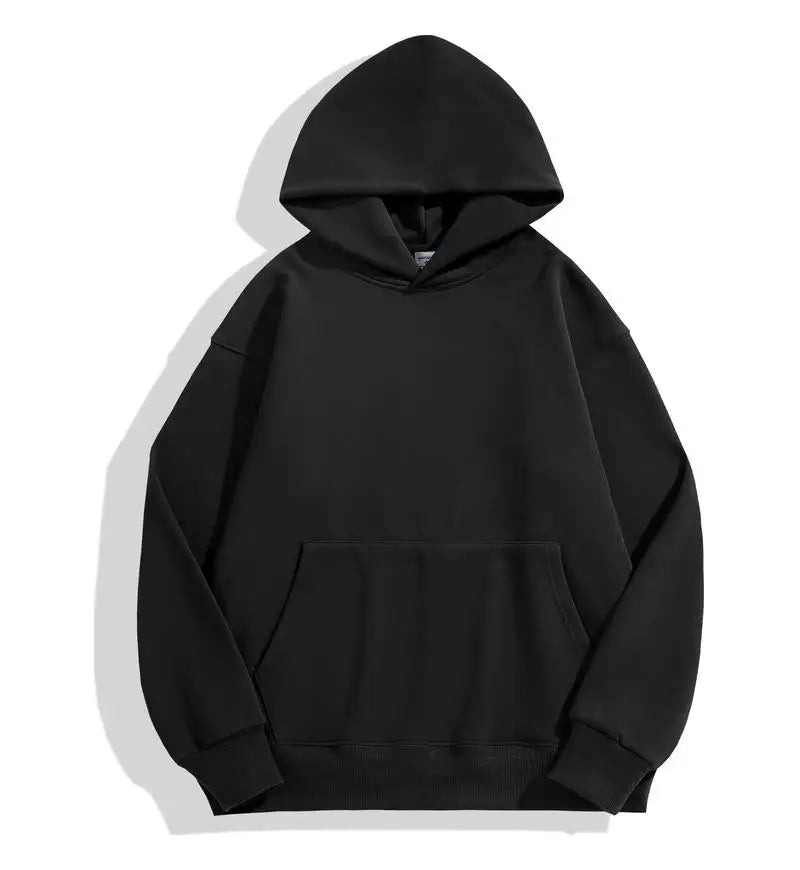 Winter Casual Thick Cotton Men's Top Solid Colour Hoodies Sweatshirt