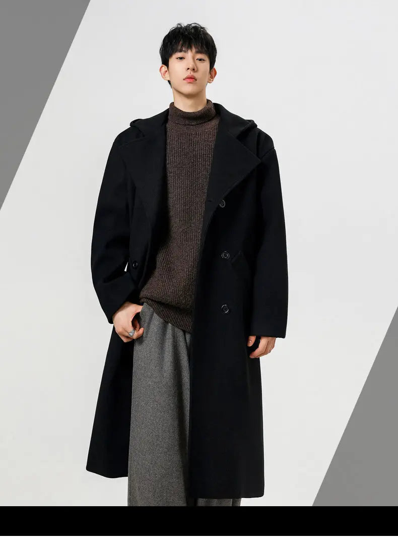 Men’s Hooded Wool Trench Coat