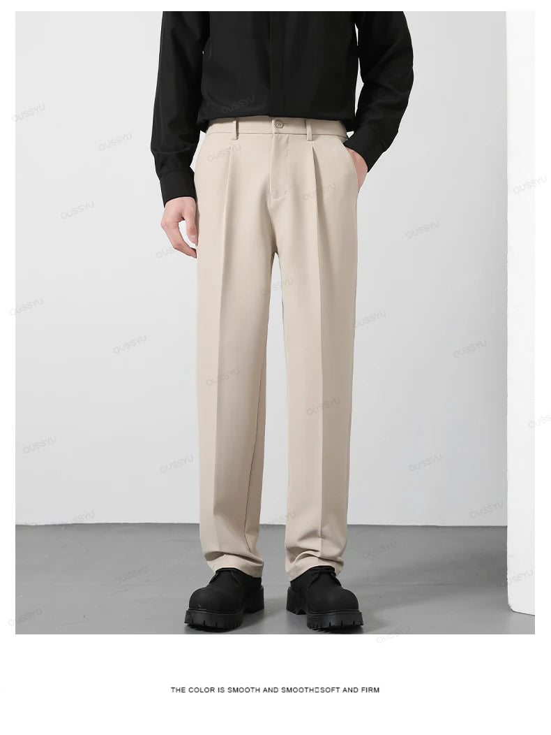 Pants Men Business Elastic Waist Korean Style