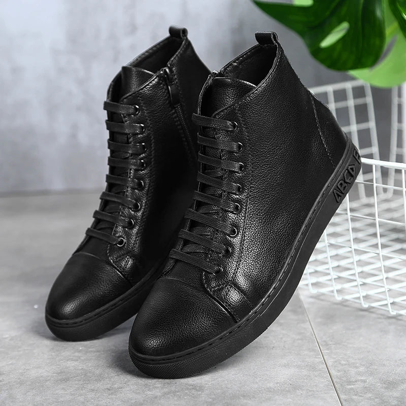 Men’s Genuine Leather High-Top Sneakers