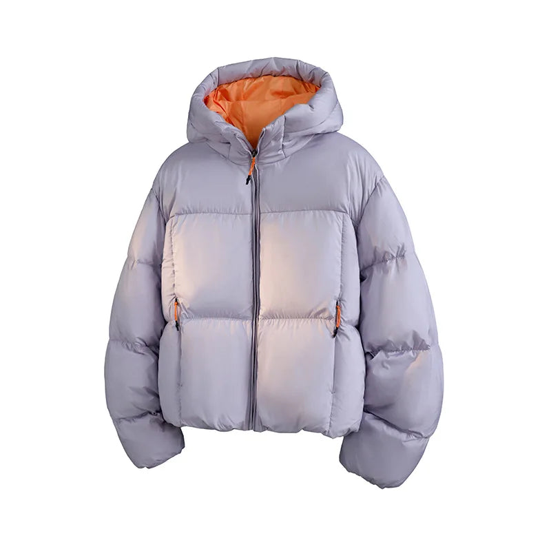 2025 Contrast Color Hooded Winter Down Coat  Men’s Warm Outerwear