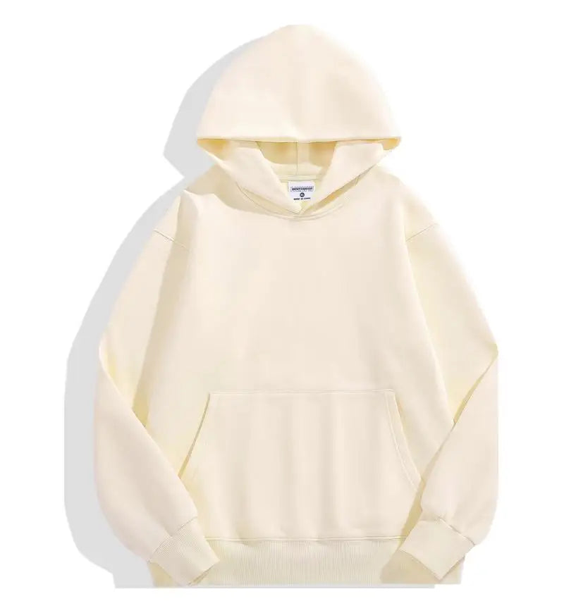 Winter Casual Thick Cotton Men's Top Solid Colour Hoodies Sweatshirt