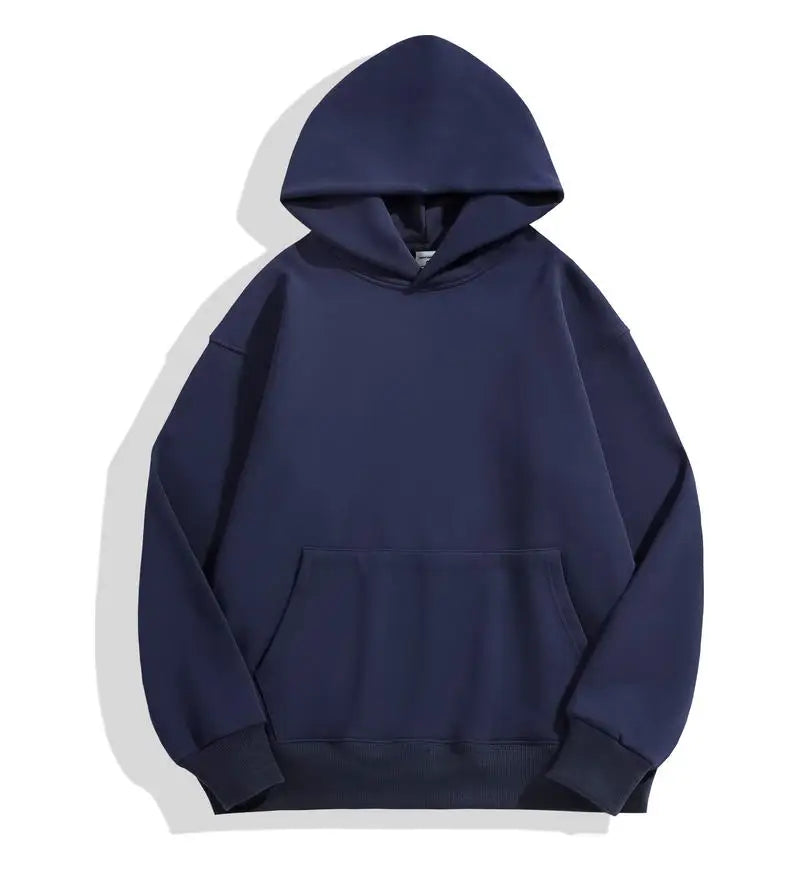 Winter Casual Thick Cotton Men's Top Solid Colour Hoodies Sweatshirt