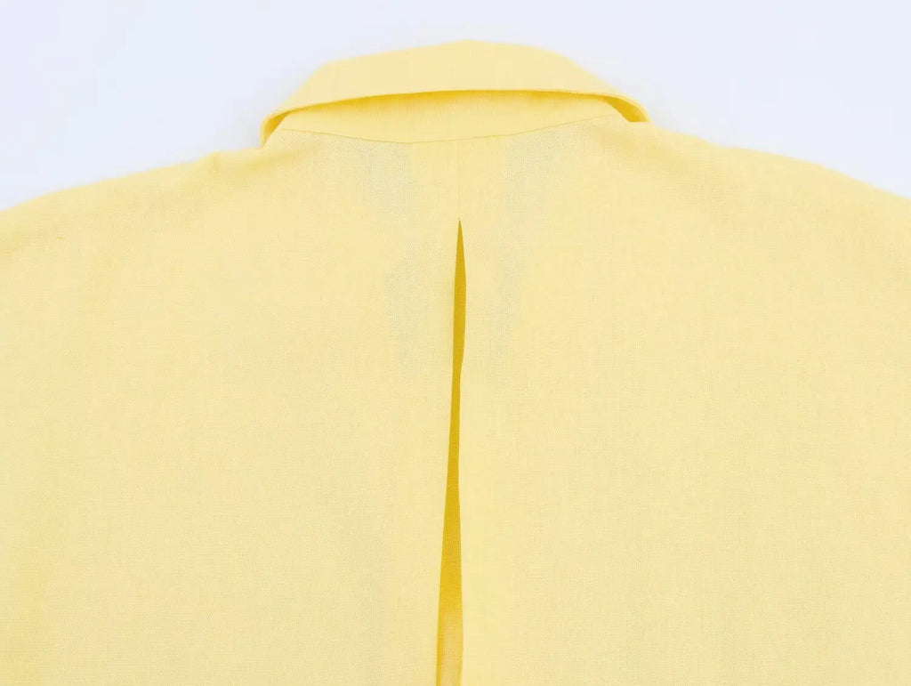 Women Fall Casual Loose Shirt Lapel Buttons Wide Sleeve Shirt