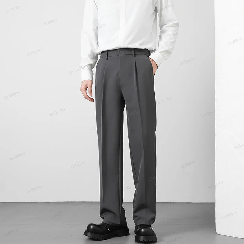 Pants Men Business Elastic Waist Korean Style