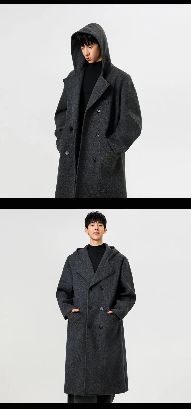 Men’s Hooded Wool Trench Coat