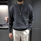 MEN’S THICK KNIT SWEATER– HIGH NECK SLIM FIT PULLOVER