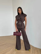 Women’s V-Neck Top & Pants Set