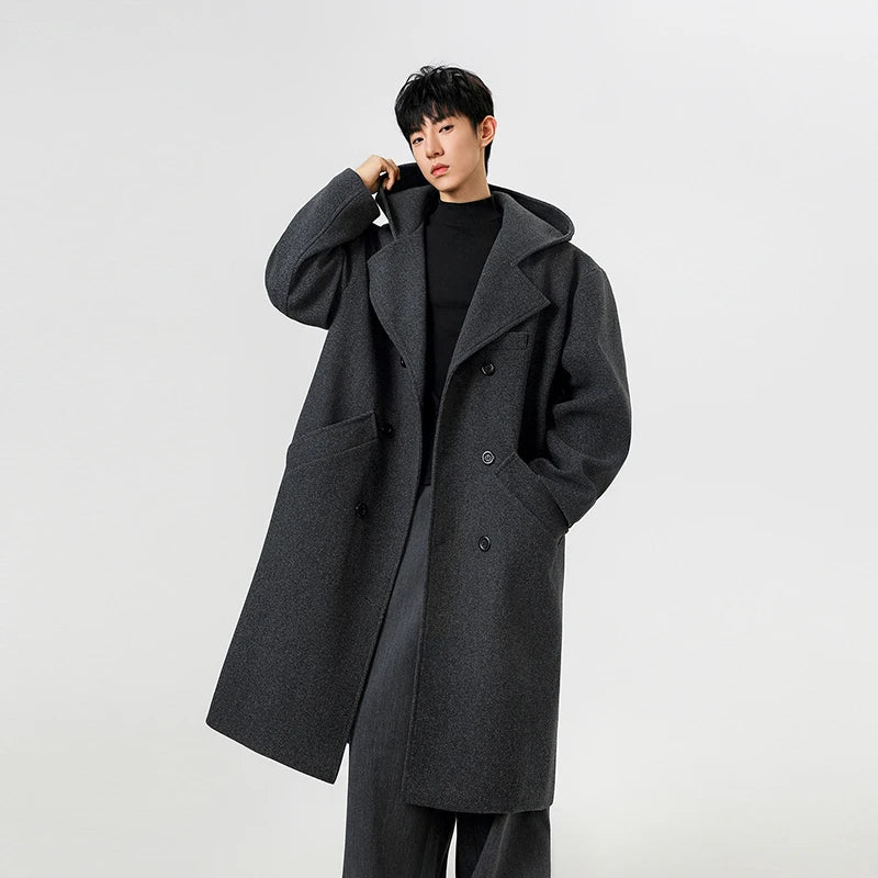Men’s Hooded Wool Trench Coat