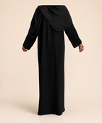 Elegant Floral Embroidered Open Button Abaya with Matching Hijab