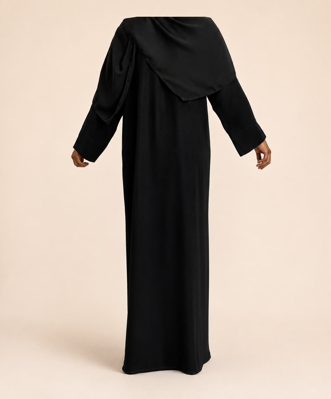 Elegant Floral Embroidered Open Button Abaya with Matching Hijab