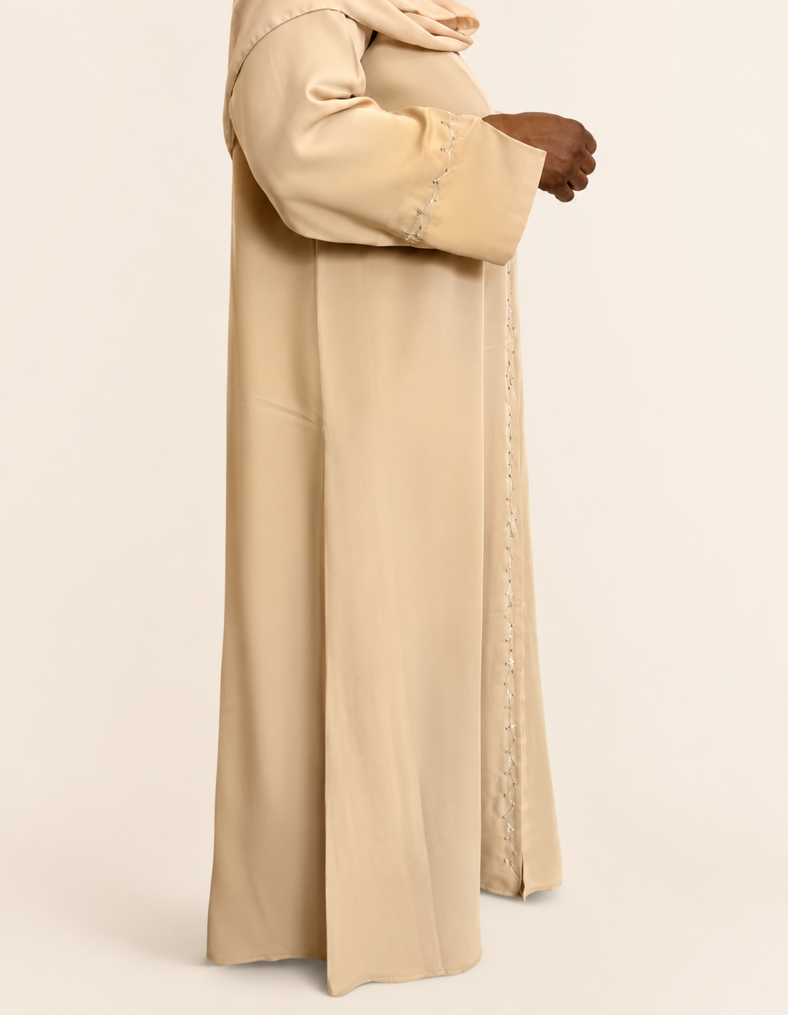 Elegant Open Button Abaya with Matching Hijab